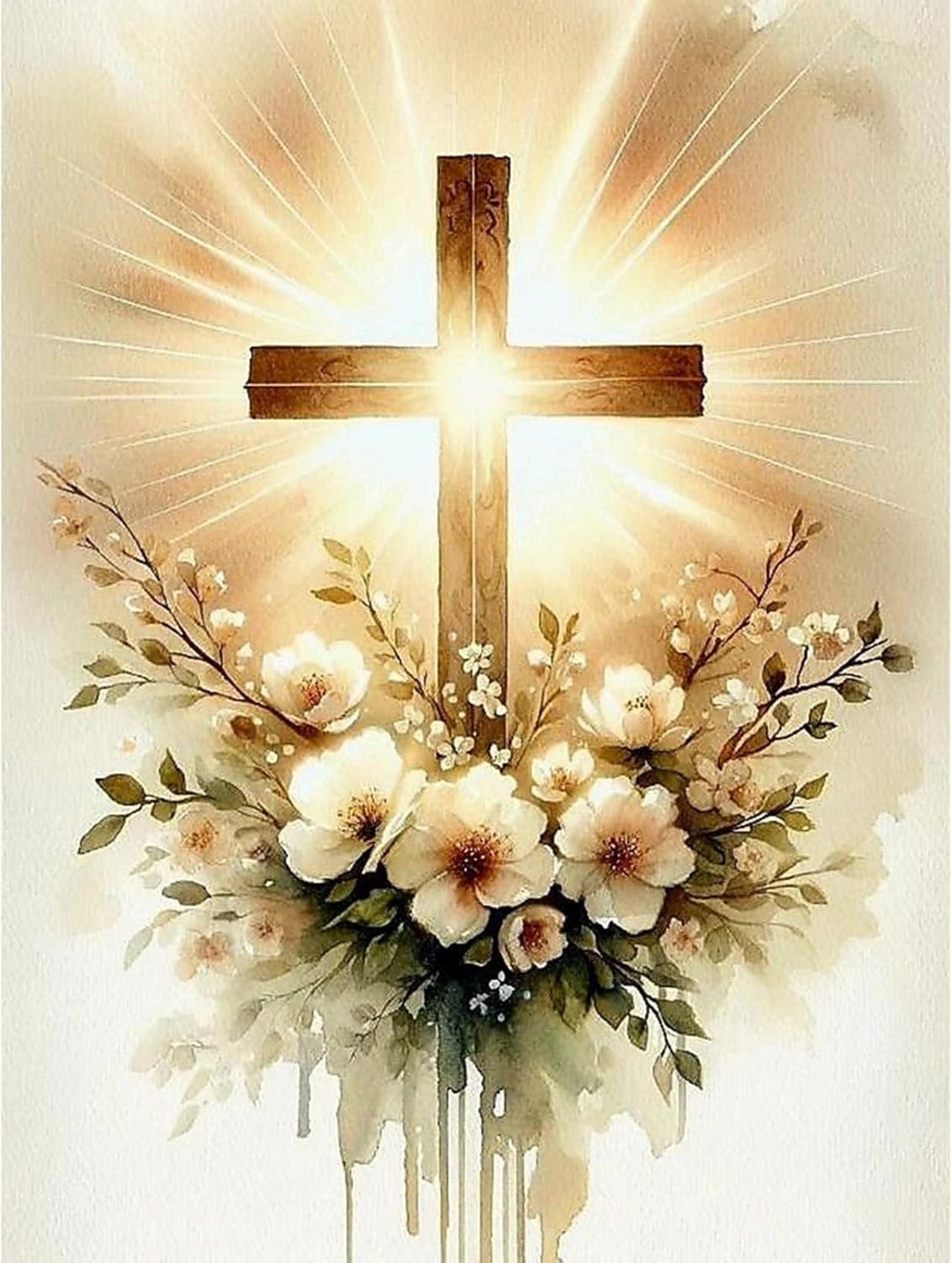 Fokenzary Diamond Art Kits for Adults Beginner Painting of 5D Christian Crucifix Crafts 1 Piece Living Room Bedroom Wall Art(30 * 40CM)