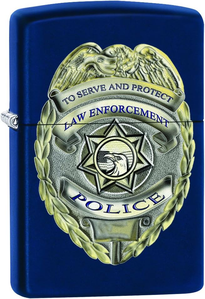 Zippo Lighter: Police Badge - Navy Matte 77739