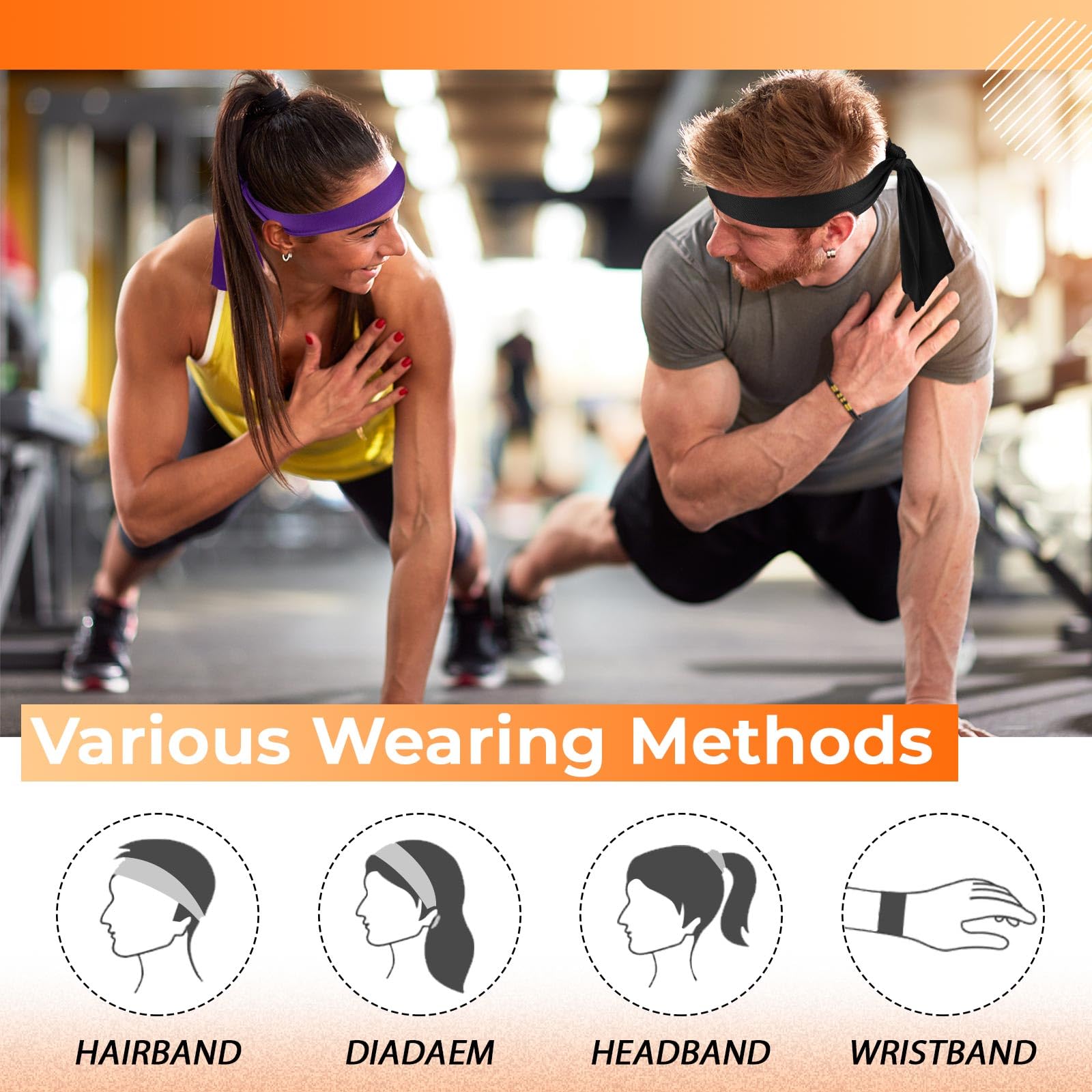 Hiboom 50 fasce per la testa da uomo e da donna, ninja, karate, atletica, per sport, basket, tennis, corsa, allenamento