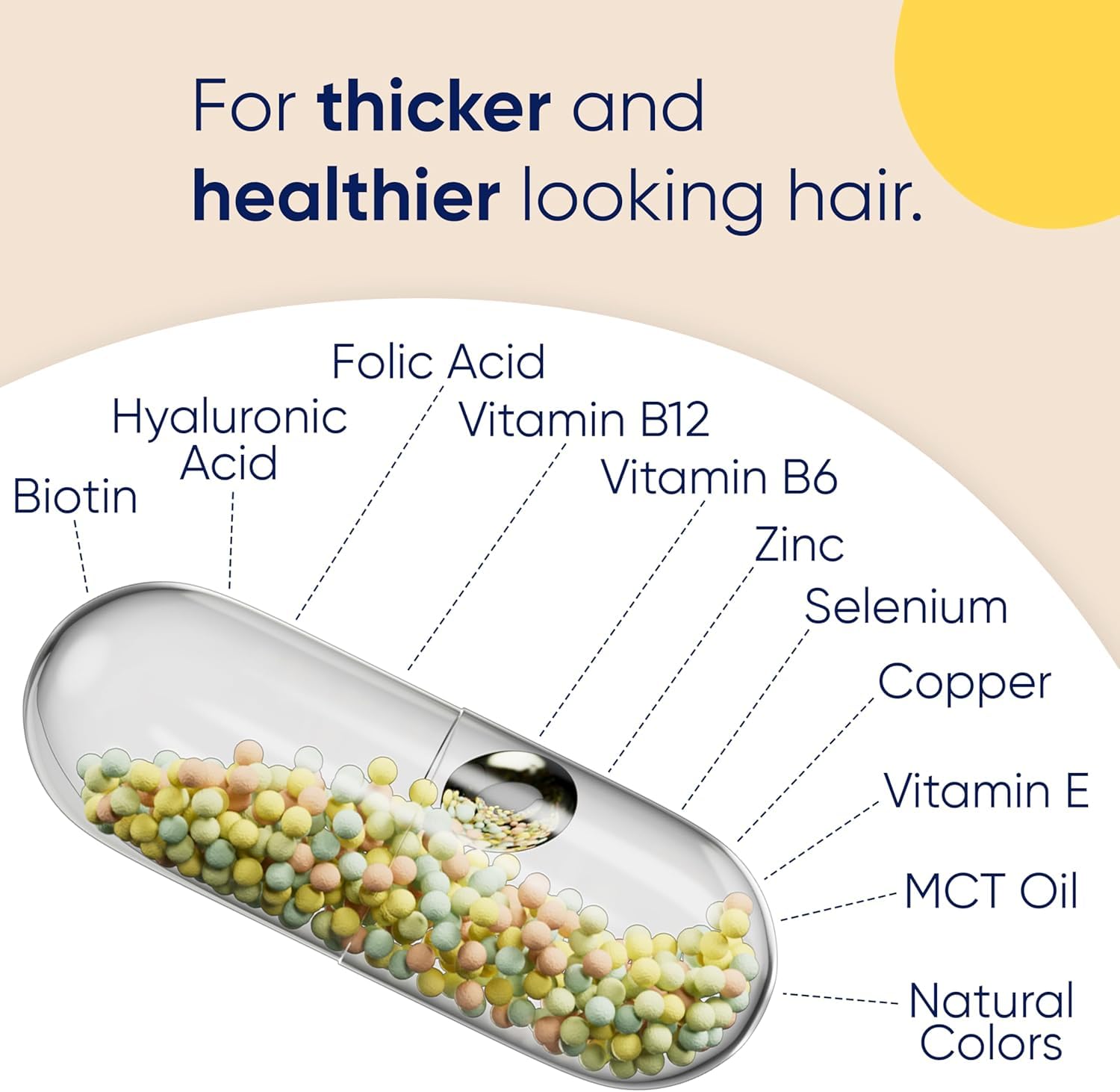 MOERIE Haar Vitamine - extra hochdosiert mit Biotin, Zink & Selen - für natürliches Haarwachstum - Kupfer, Selen, Vitamin B6 und B12 Hyaluronsäure und Kieselsäure (3er-Pack DE)