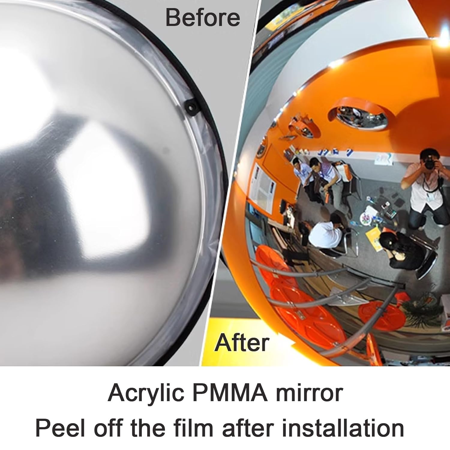 20in Acrylic Convex Mirror, Adjustable Wide Angle View Traffic Mirror, Corner Mirror for Warehouse, Office, Parking Garage and Traffic Safety