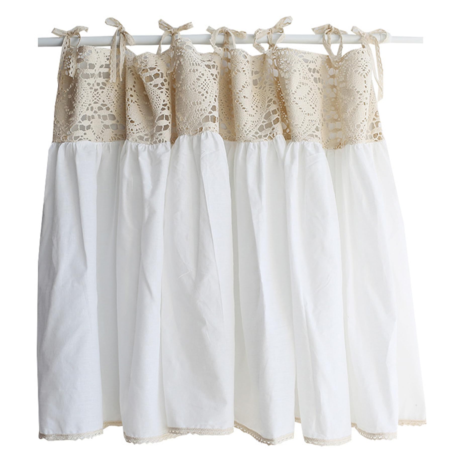 Rideaux en dentelle semi-opaques filtrant la lumière en coton blanc court 47x25