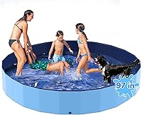 Bilibara 97'' Foldable Dog Pool for Large Dogs - Heavy Duty Non-Slip Kiddie Pool, Portable Pet Bathtub Indoor Outdoor