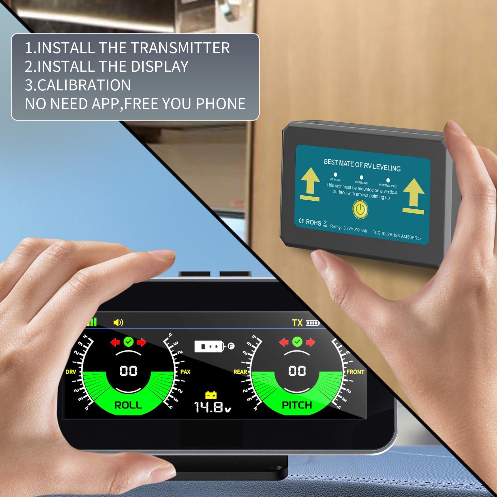 OBEST RV Leveling System, Sistema di livellamento Camper, livellatori Caravan, Connessione wireless senza app, Sistemi di Livellamento per Roulotte e Rimorchi, bilanciamento Accessori Universale