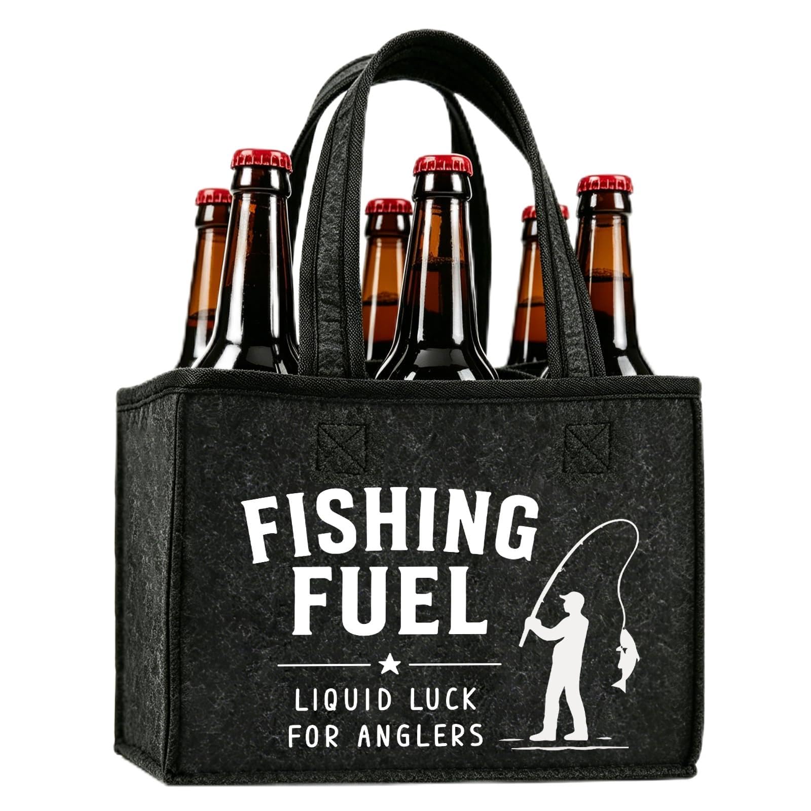 Lucky Fishing Gifts, Beer Bag 6 Bottles Felt Beer Carrier Bag Fishing Gift