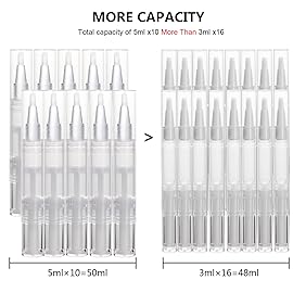 UPZIGS 10 pcs 5ml Empty Cuticle Oil Pen, Nail Oil Twist Pen with Brush, Eyelash Growth Liquid Tube, Cosmetic Lip Gloss Container