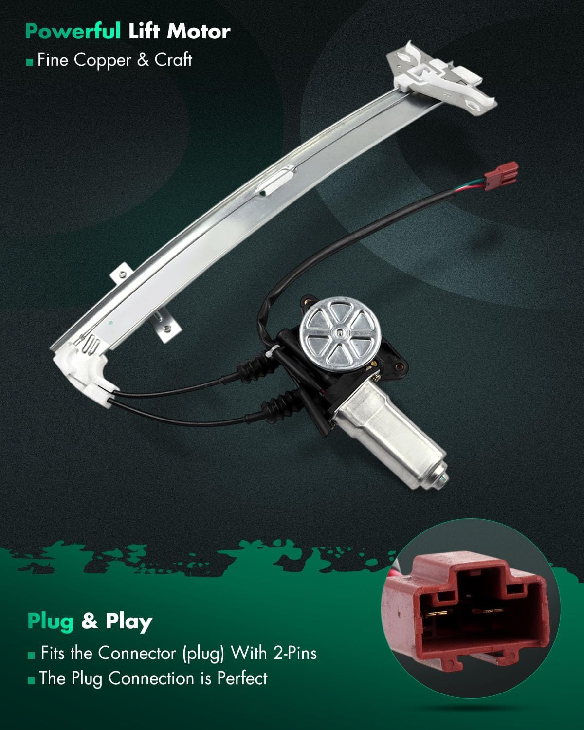 SCITOO Rear Left Driver Side and Rear Right Passenger Side Power Window Regulator With Motor Replacement for 1990-1993 for Honda for Accord