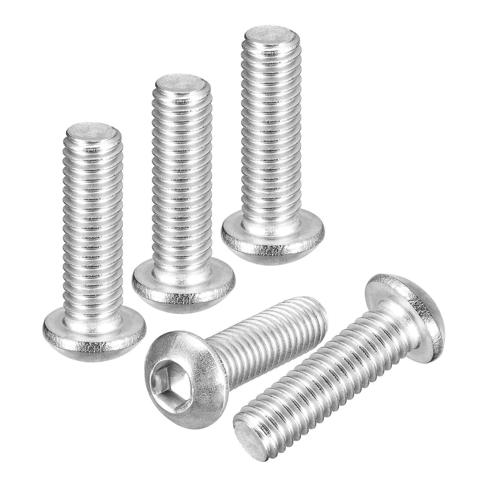 DTGN M6-1x20mm Button Head Socket Cap Screws - 30Pack - Good for Road Bicycle, Mountain Bike, Auto, Motorcycle - 304 Stainless Steel Whitewashed - Hex Socket Drive Fasteners — image 1