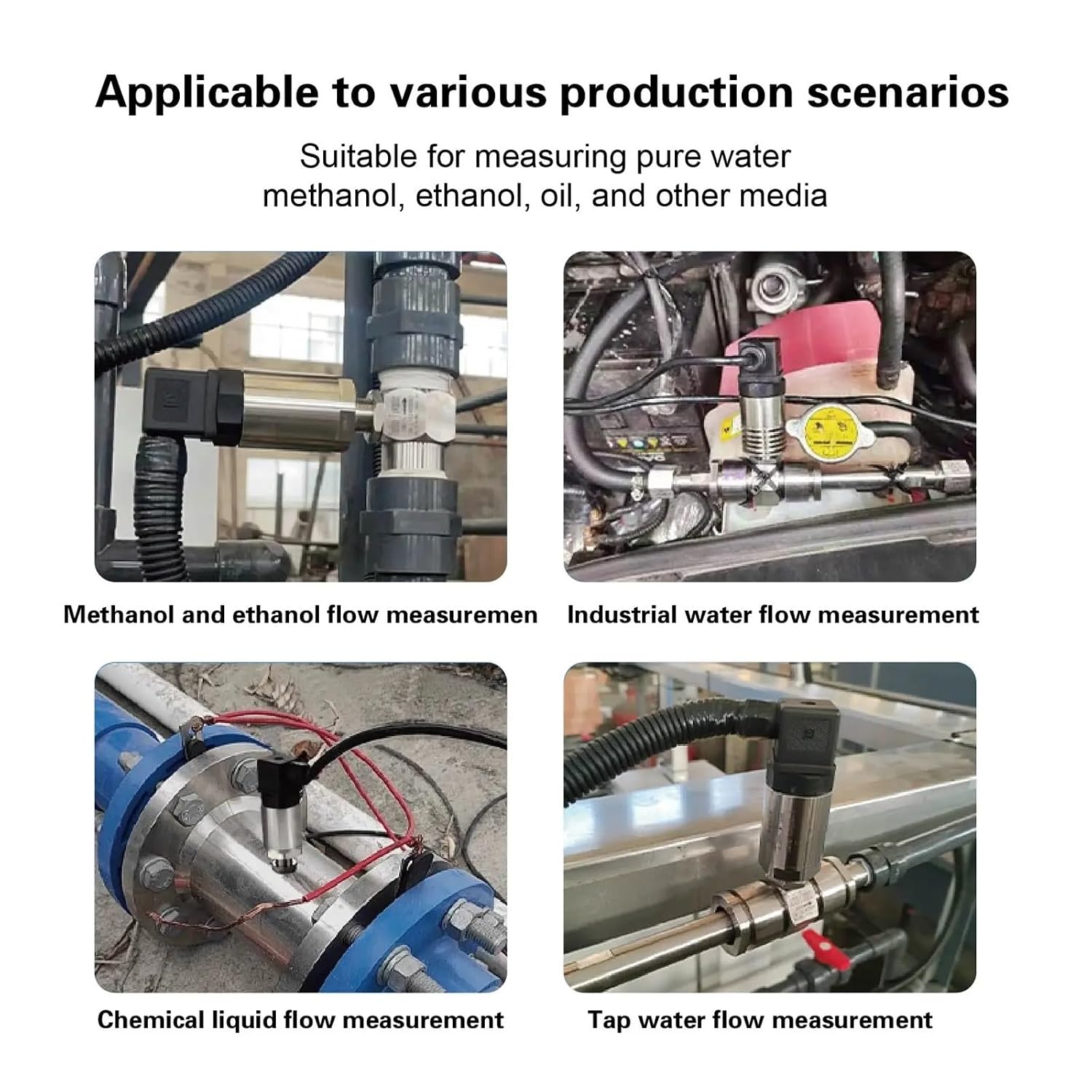 Liquid Turbine Flow Meter 4-20mA Output Digital Flow Meter 304 Stainless Steel Threaded Water Diesel Methanol Oil Sensor wh(DN15-4-20MA)