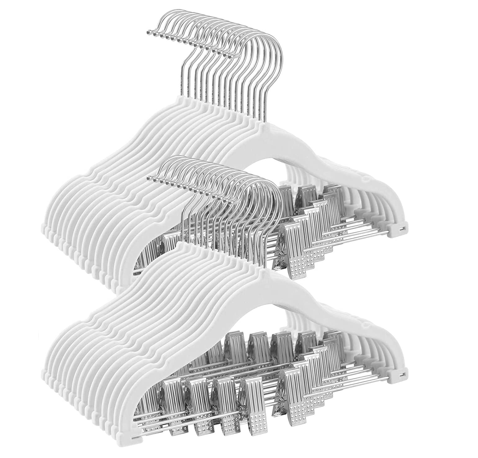 Red Dot Gift® Baby Velvet Pants Hangers, 20-Pack Non-Slip Clothes Hangers with clip for Kids,Space Saving,Kids Pants Hangers or Baby Closet Organizer… (White#)