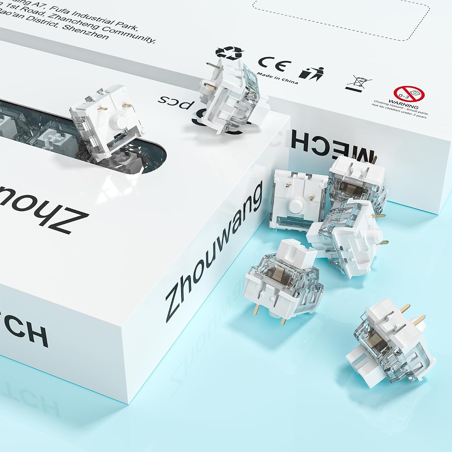 Zhouwang 54 Pcs Clickers for 3D Prints,White Shark Clicky Switches Kit