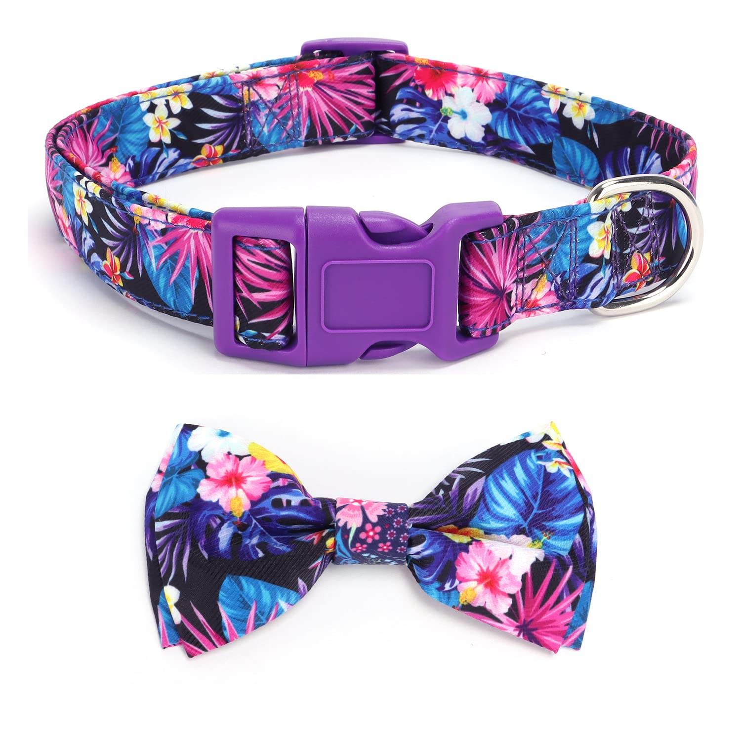haoyueer Soft Comfy Bowtie Dog Collar,Detachable and Adjustable Bow Tie Collar,for Girl Female Small Medium Large Dogs (M, Purple)