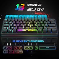 LexonElec 60% Mini Gamer Billentyűzet és Egér Szett - Fekete, RGB Háttérvilágítás, Mechanikus Érzetű, Ergonomikus, 12000 DPI Méhsejt Egér, U 8