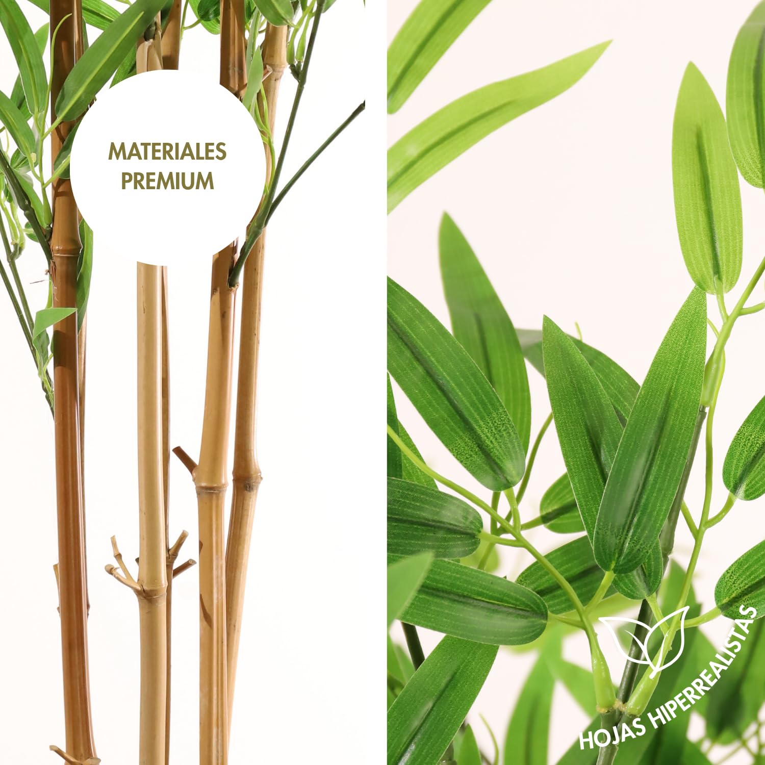 Planta Artificial | Bambú Artificial 180 cm, Verde, Tronco Natural | Ideal para Salón, Oficina y Recibidor