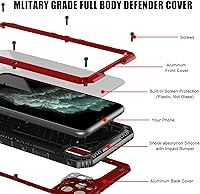 Vista 6 de Mitywah Funda impermeable para iPhone 11 Pro Max, resistente grado militar, a prueba de golpes, protección de pantalla integrada, resistente y Rojo