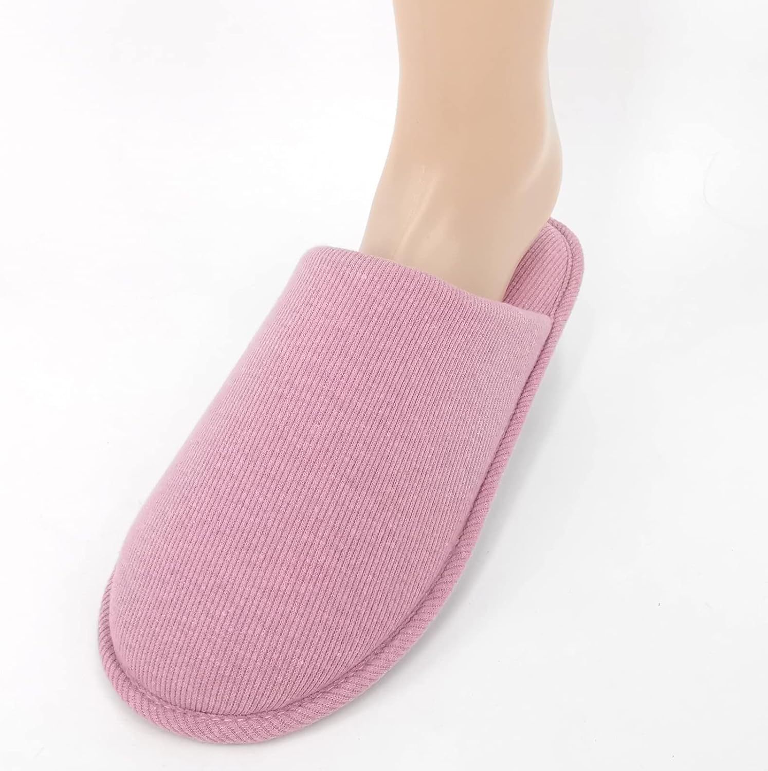 ofoot Womens Indoor Memory Foam Cotton Scuff Slippers Slip On Summer House Shoes Flats Breathable Lightweight Washable Non Skid Rubber Soles - Image 6