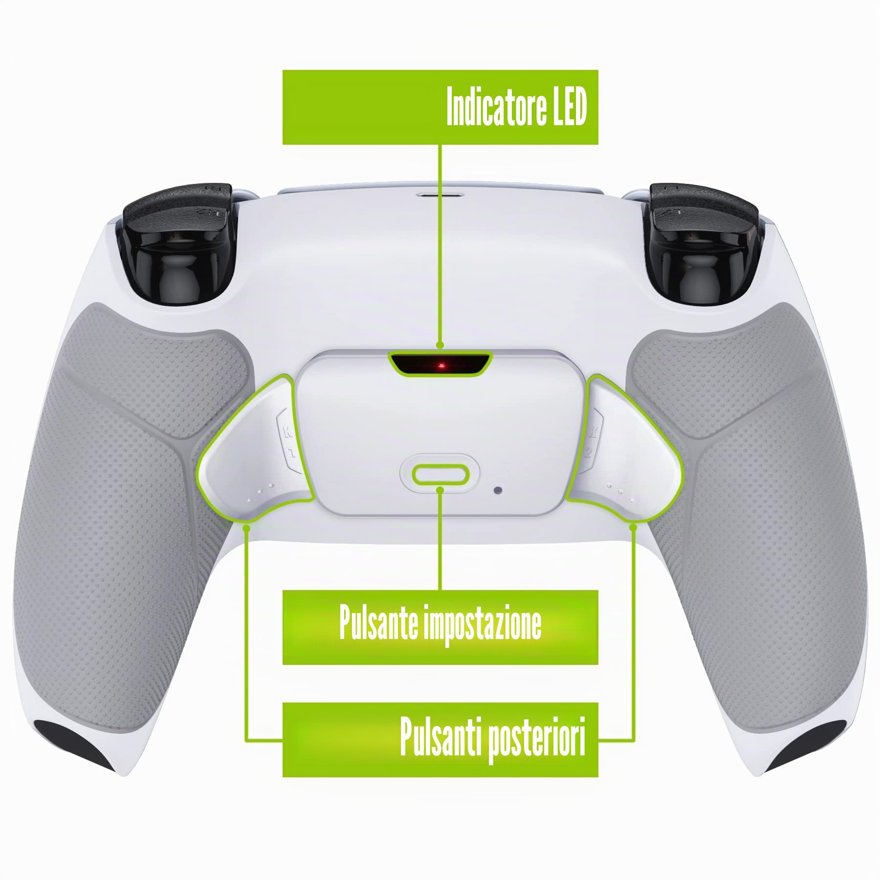eXtremeRate Rise V3 Remap Kit Programmabile per ps5 Controller BDM-030/040/050,Tasti Aggiuntivi Palette Back Button Cover Grip Gomma Paddles Posteriori per ps5 Joystick-Bianco Grigio