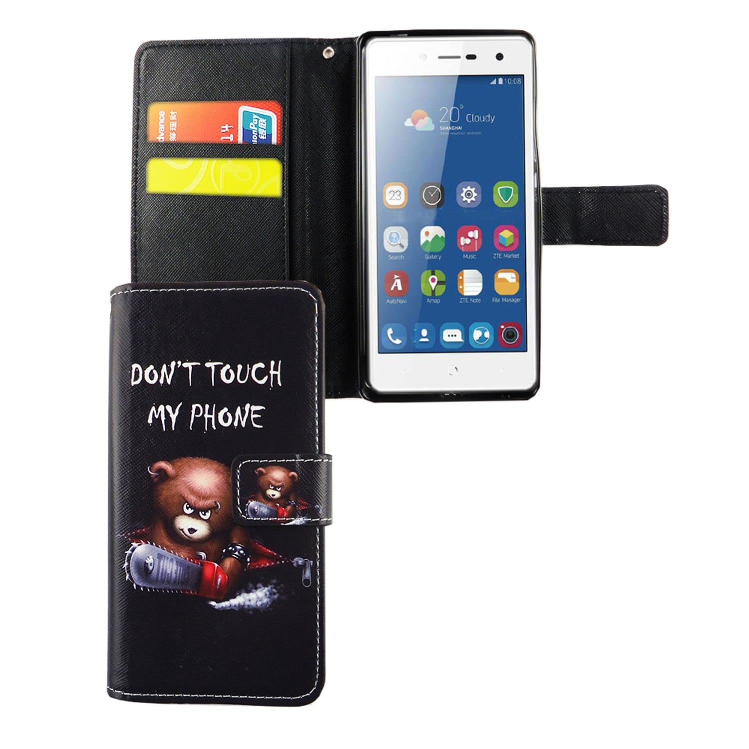 Étui ZTE Blade L7 König Design en cuir noir avec support