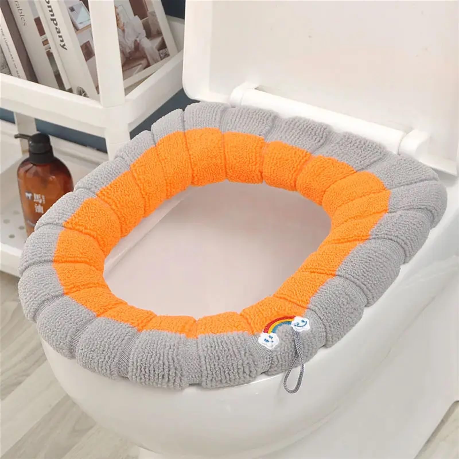 Housse de siège de toilette chaude orange universelle pour l'hiver