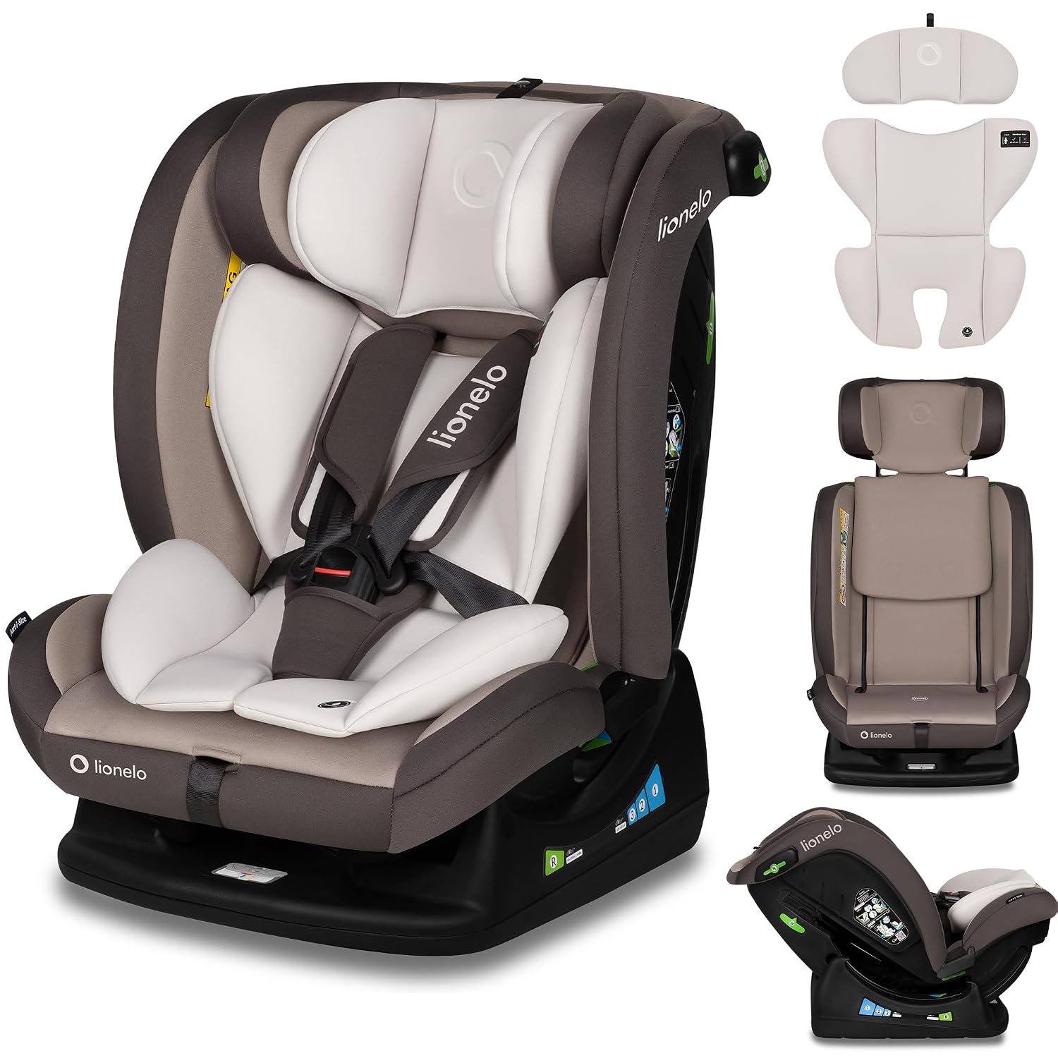 lionelo aart i-size car seat for toddlers 40-150 cm mounting with seat belts headrest and tilt adjustment lumbar and reduction insert r129 i-size standard