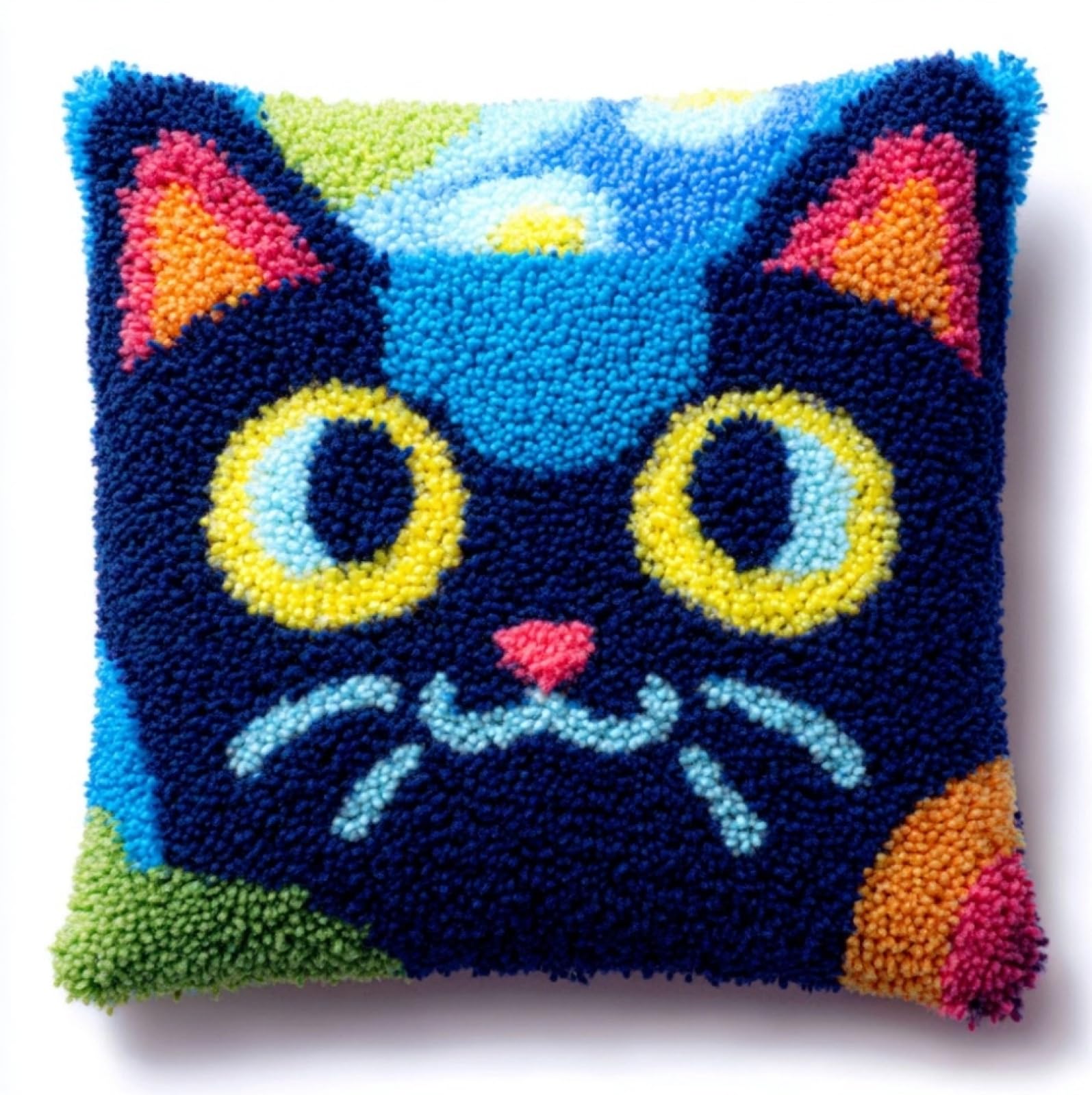 WallustrioaW Latch Hook Cushion Kit 43x43cm,Cartoon Cat