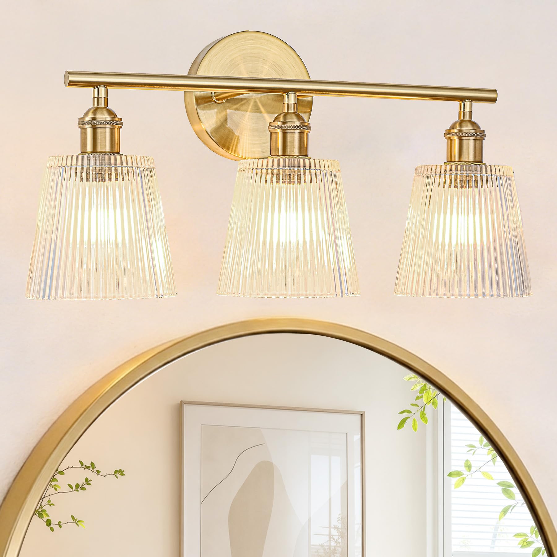 Bathroom Light Fixtures, 3-Light Gold Bathroom Vanity Lights Over Mirror