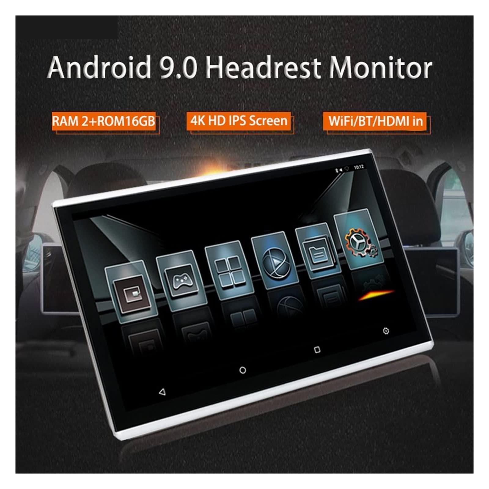 HD 4K Monitor samochodowy zagłówek z ekranem dotykowym 9/10 Cal Auto Wyświetlacz tylnego siedzenia Samochodowe odtwarzacze wideo Rodzinne wycieczki(9 Inch 1 pcs)