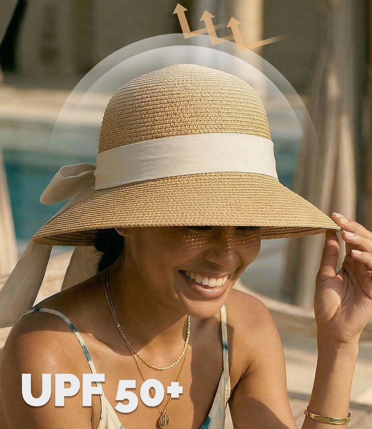 Creekstone Sonnenhut Strandhüte für Damen, UPF 50+ UV Sonnenschutz, Leicht Faltbar, Strohhut für Sommer Reisen