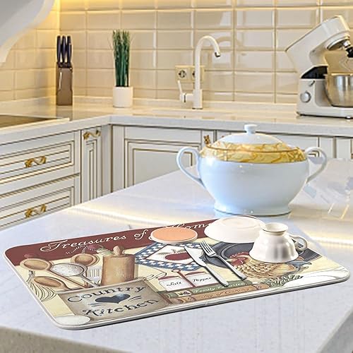 Miniatura 6 de Joy of Cooking - Tapete de secado de platos, tapete de secado de microfibra absorbente reversible para platos grande, tapete para escurrir platos de