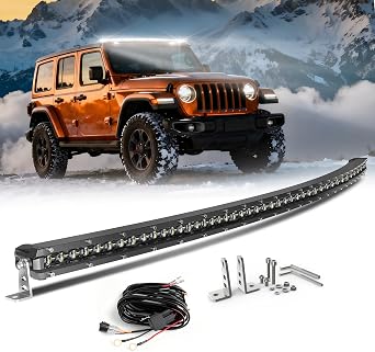 CO LIGHT Curved LED Light Bar 50 Inch Single Row Ultra-Slim 6D Optic Spot Flood Combo Beam Driving Light IP68 Waterproof Off-Road Work Light with Harness for Truck ATV UTV SUV Pickup