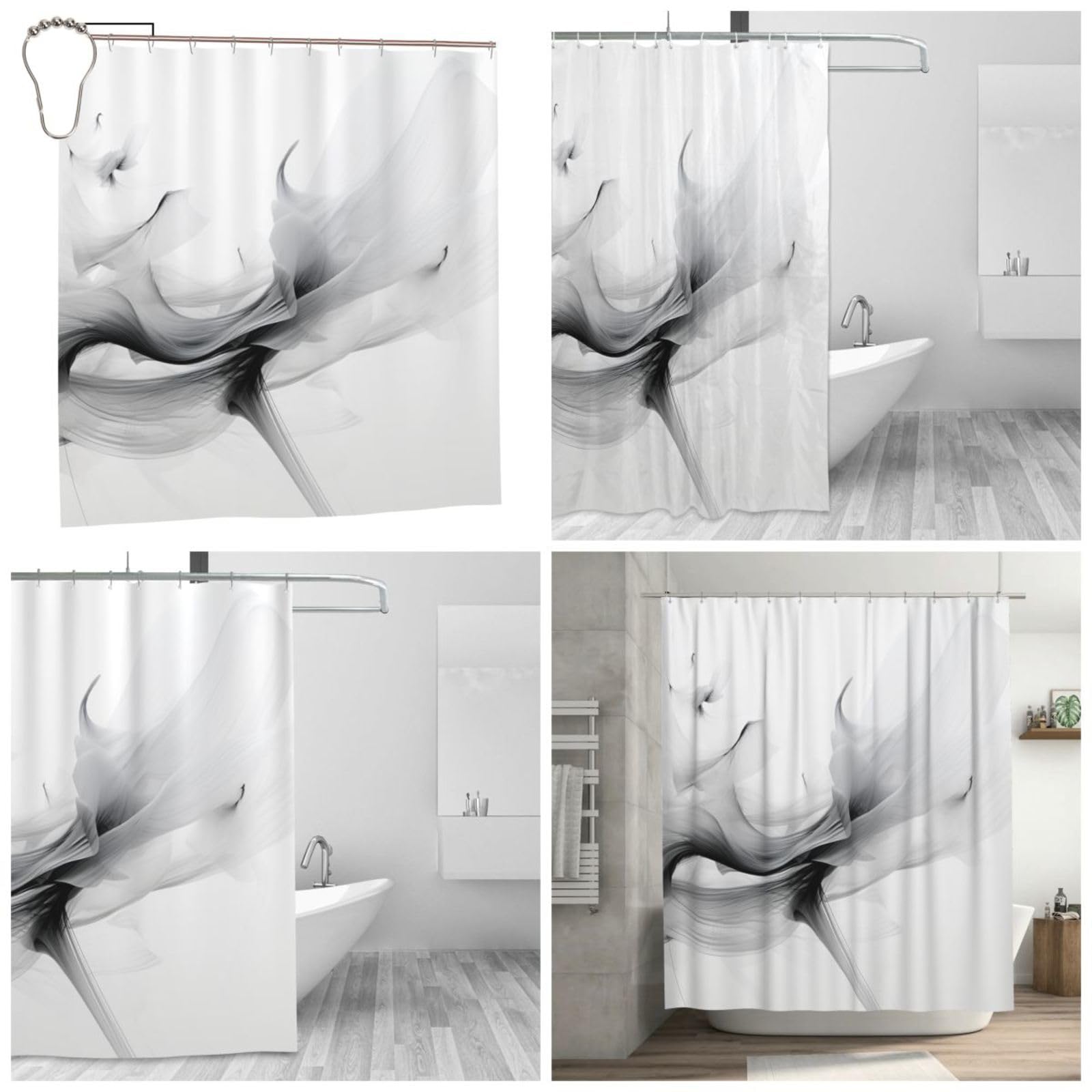 Rideau de douche lavable anti-éclaboussures 183 x 183 cm pour baignoire propre