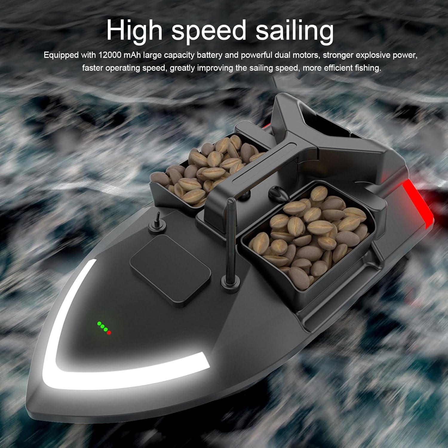 เรือเหยื่อตกปลาบังคับวิทยุ Bewinner แล่นด้วยความเร็วสูง