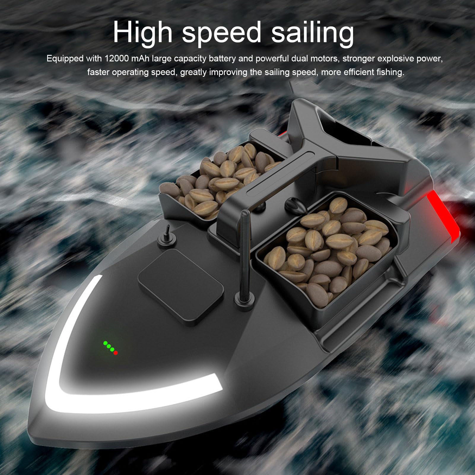 Zdalne Sterowanie RC Fishing Finder Boat, Podwójny Silnik, Automatyczny Powrót GPS, Obciążenie 2 Kg, 500 M, Potrójne śmigła, Niski Poziom Hałasu, Czas Pracy 4 Godziny, Wędkowanie