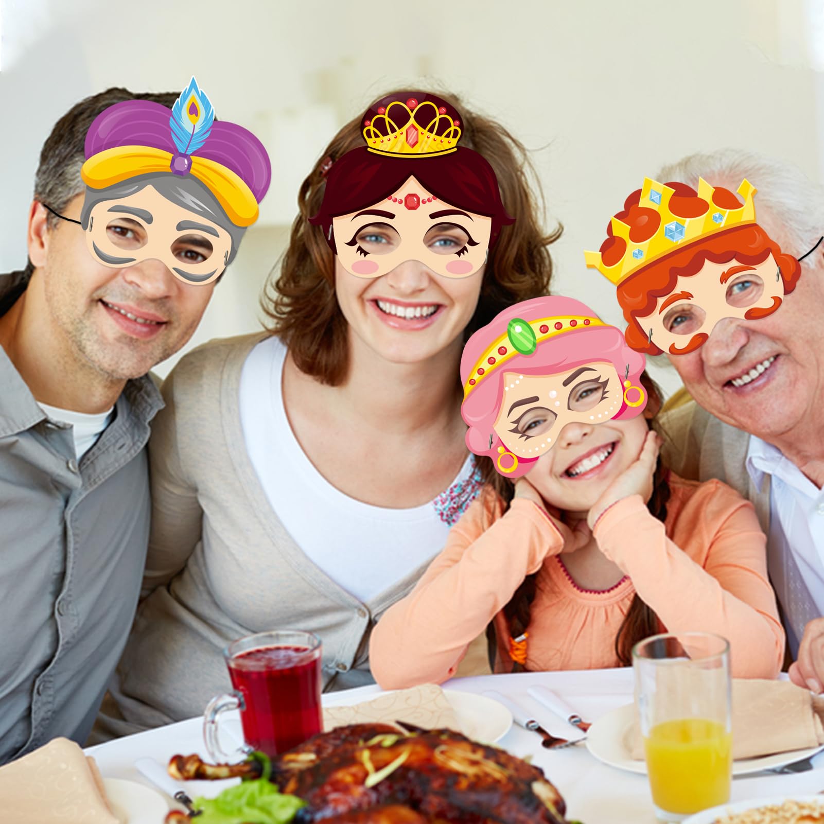 Qpout 30pcs Purim Masks with Black Elastic Rope,Purim Story Character Paper Masks Decorations for Purim Jewish Festival Costume Accessories Party Favors Supplies Cosplay Classroom Game