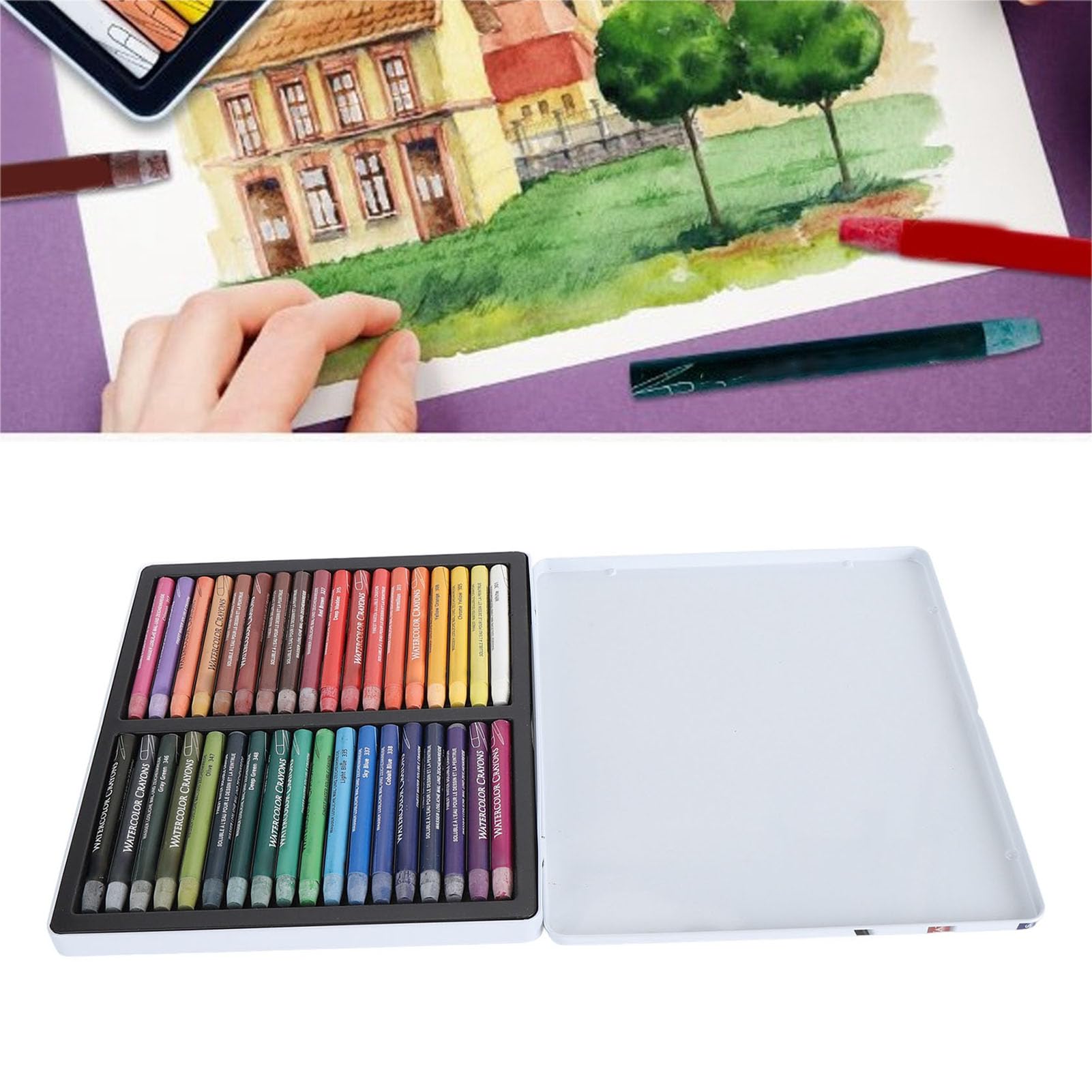 KIMISS Tragbares Professionelles Aquarellstift-Set – Wasserlösliche Buntstiftstifte für Künstlerischen Ausdruck auf Jeder Oberfläche (36 Farben)