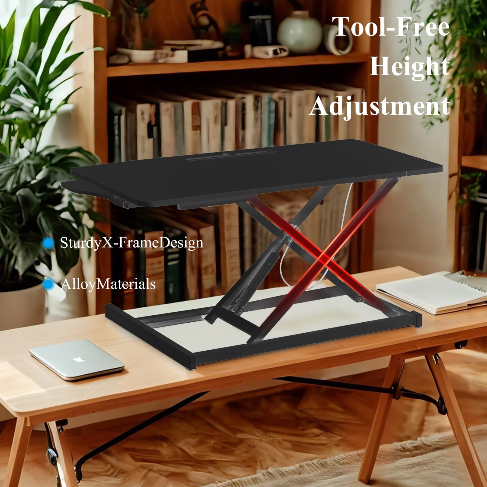 Generisch Steh-Sitz Schreibtischaufsatz Höhenverstellbar, 37'' Zweistufige Stehpult Konverter Mit Tastaturablage, Steh-Sitz- Für Zwei Monitore Und Laptop, 17 Kg Kapazität