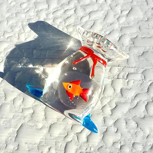 Miniatura 7 de Figura de pecera de cristal en miniatura decorativa Goldfish Acuario Ornamento de océano Tema Regalo