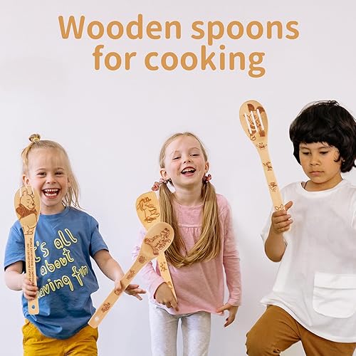 Miniatura 7 de 7 accesorios de cocina Winnie  Regalos de oso Pooh para mujeres  Juego de utensilios de bambú  Regalo de cumpleaños  Cucharas de madera para