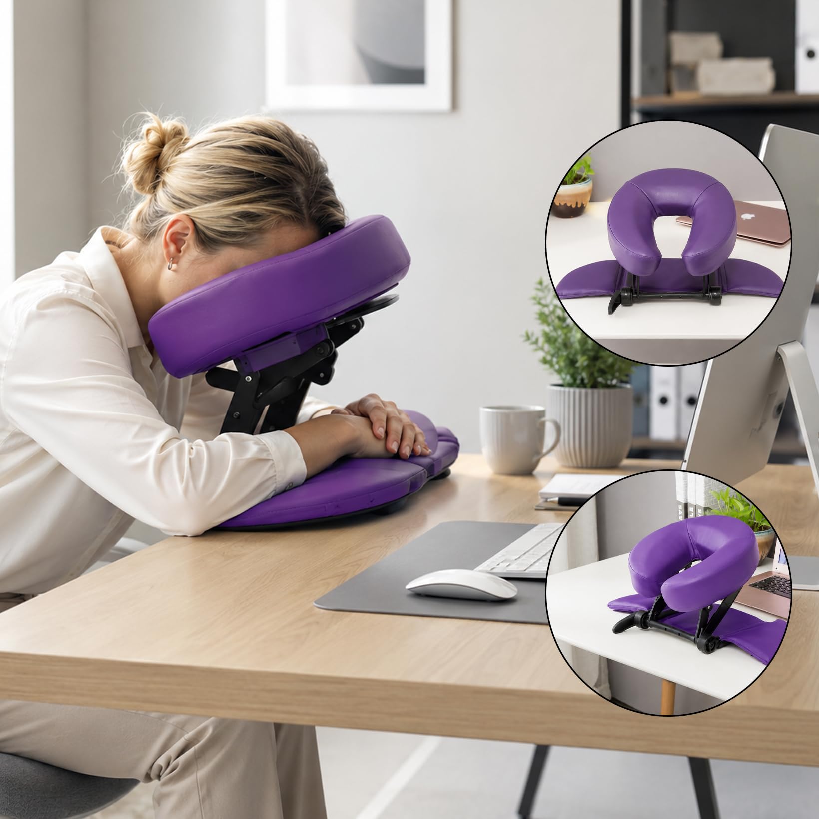 Poggiatesta massaggio per letto, sistema di massaggio sul tavolo per il viso, regolabile cuscino massaggio letto per tavolo da massaggio, per letti di bellezza (viola)