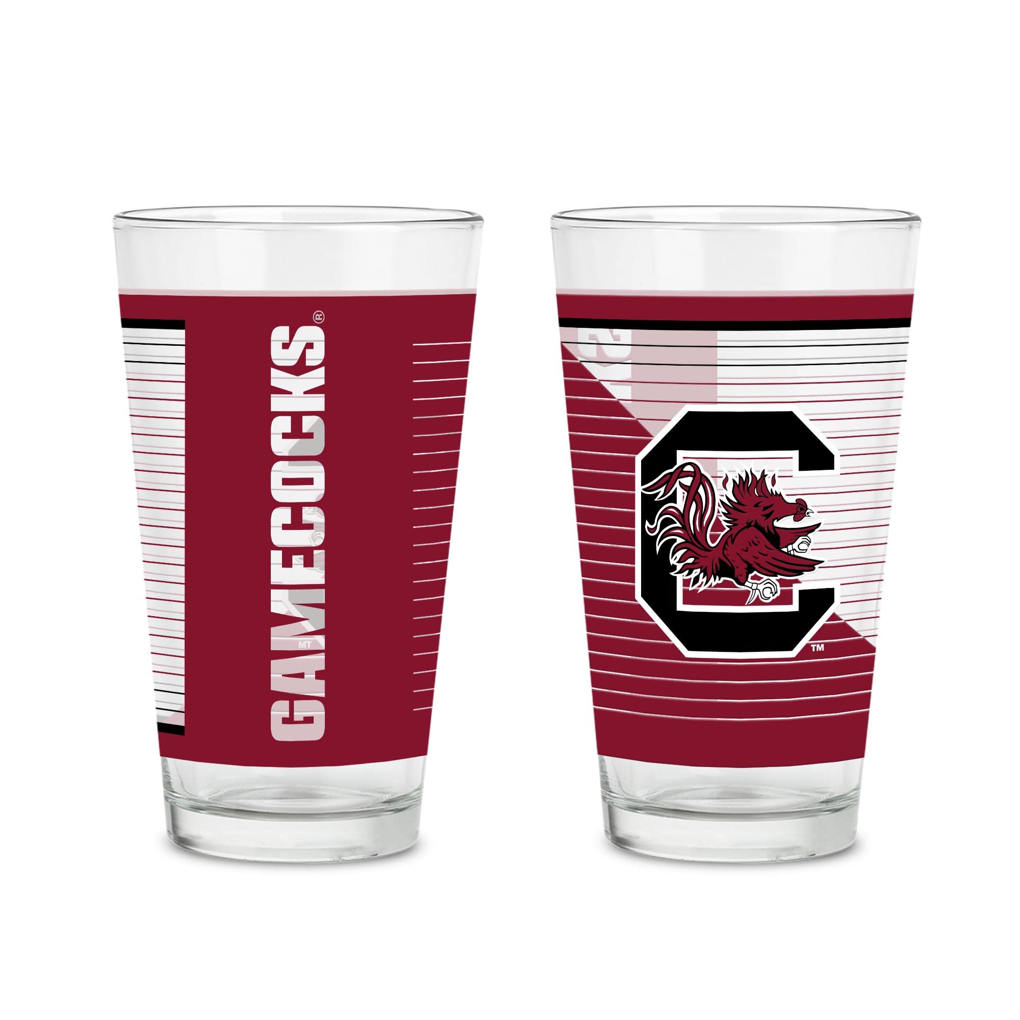 Rico Industries NCAA South Carolina Gamecocks 473 ml Pint-Gläser mit digital gedrucktem Logo, praktisches Set mit 2 klassischen Trinkgläsern für Fans, spülmaschinenfest