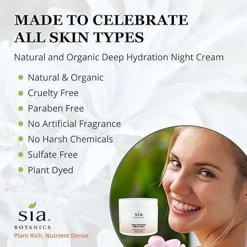 Vista 4 de Sia Botanics Crema de noche de hidratación profunda natural y orgánica Jojoba, onagra, vitamina E y Desert Botanicals Crema facial nocturna