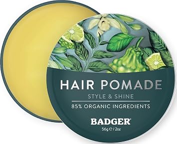 Badger Organic Hair Pomade for Men, 2 oz Tin