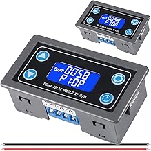 2pcs Time Delay Relay Module DC 6-30V 12V 24V 0.01s-9999min Digital Timer Cycle Delay Switch LCD Display XY-WJ01 Digital Timer with 26AWG Red and Black Cable