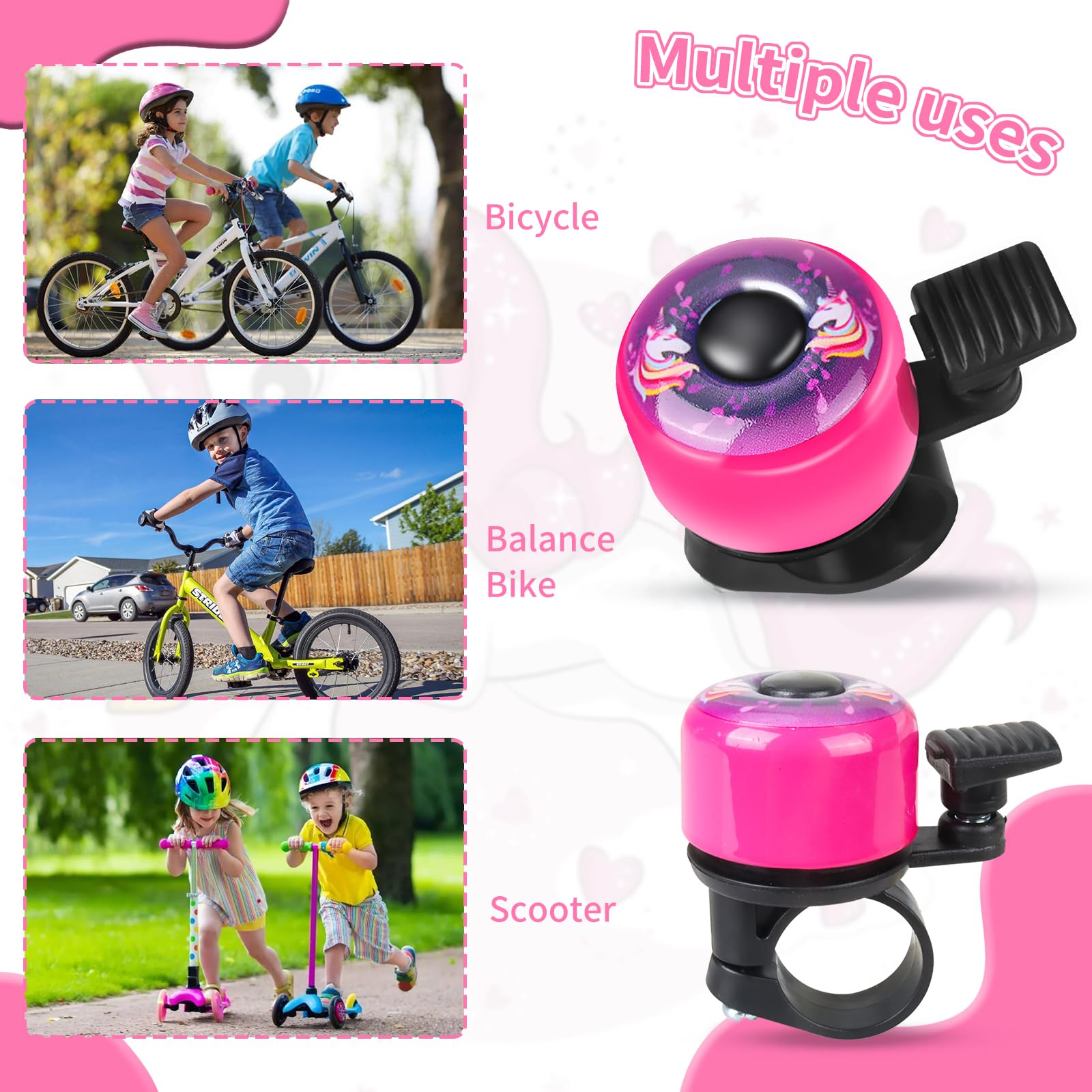 Campanello Per Bicicletta GUBOOM Per Bambini - Con Disegni Colorati, Suono Forte, Per Manubri 22 Mm - Foto 7