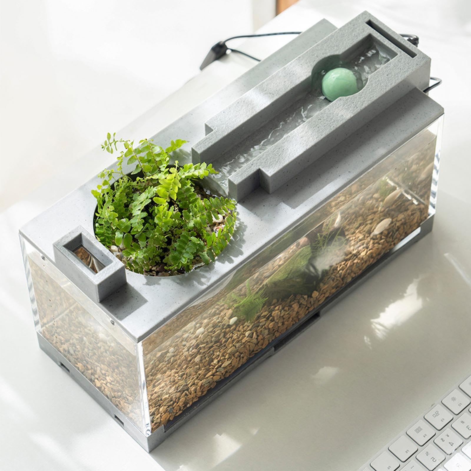 Mini Aquarium Aquarium Transparent Micro Décoratif Pierre Artificielle Boîte pour Reptile Matériau PP Facile Entretien Conçu, B