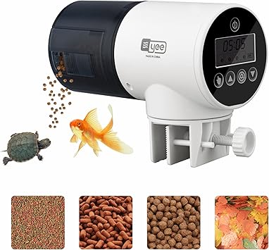 Amazon Bluefire 自動給餌器 魚 餌やり器 定時 オートフィーダー 熱帯魚 金魚 水族水槽用タイムフィーダー 静音 配給量調節可能 自動餌やり機 多段階 多回転数 留守中の餌やり Bluefire 自動給餌器 通販