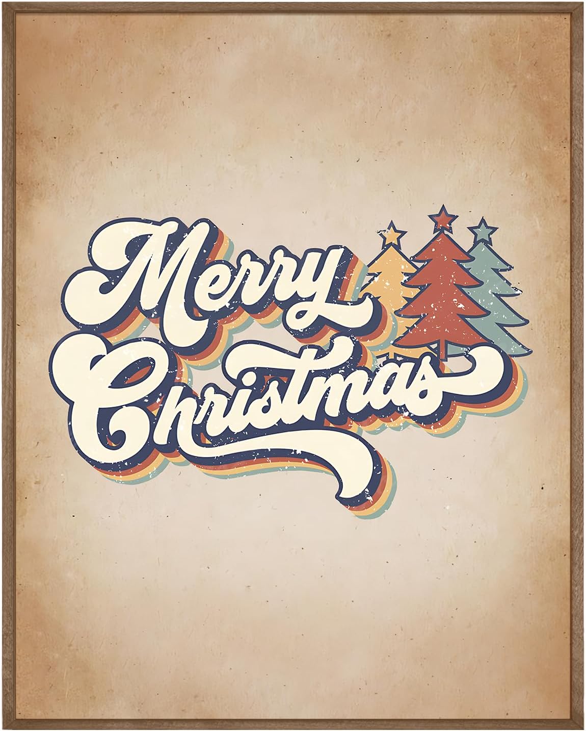 CIOJUNE Christmas Wall Decor, Vintage Merry Christmas Trees Xmas Canvas Wall Art Prints, Vintage Christmas Decor, Christmas Posters Wall Decor for Living Room Bedroom, 8x10 Unframed