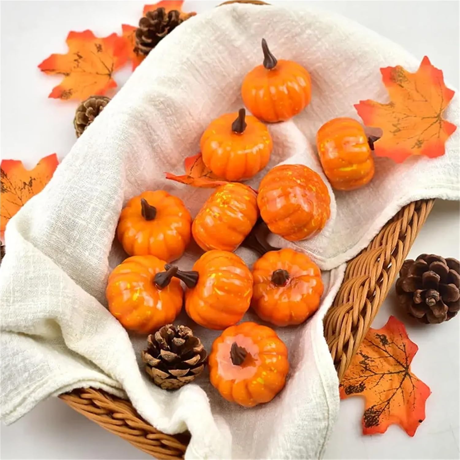 Artificial Pumpkins 48pcs 5cm Mini Halloween Artificial Foam Pumpkin Fake Vegetable Simulation DIY Craft Home Birthday Party Wedding Decor Supplie(B)
