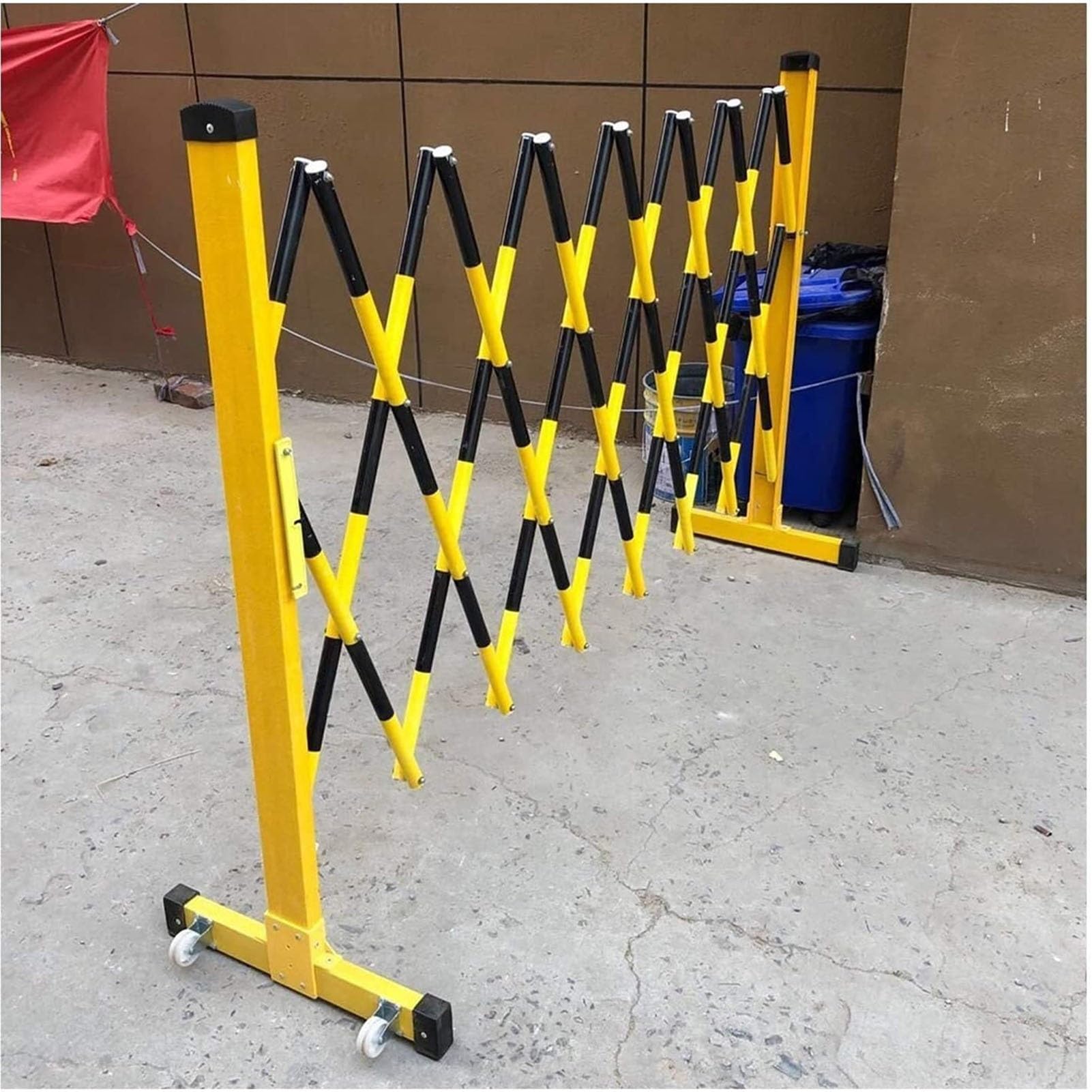 Clôture pour animaux pliable avec roulettes et barrière métallique rétractable
