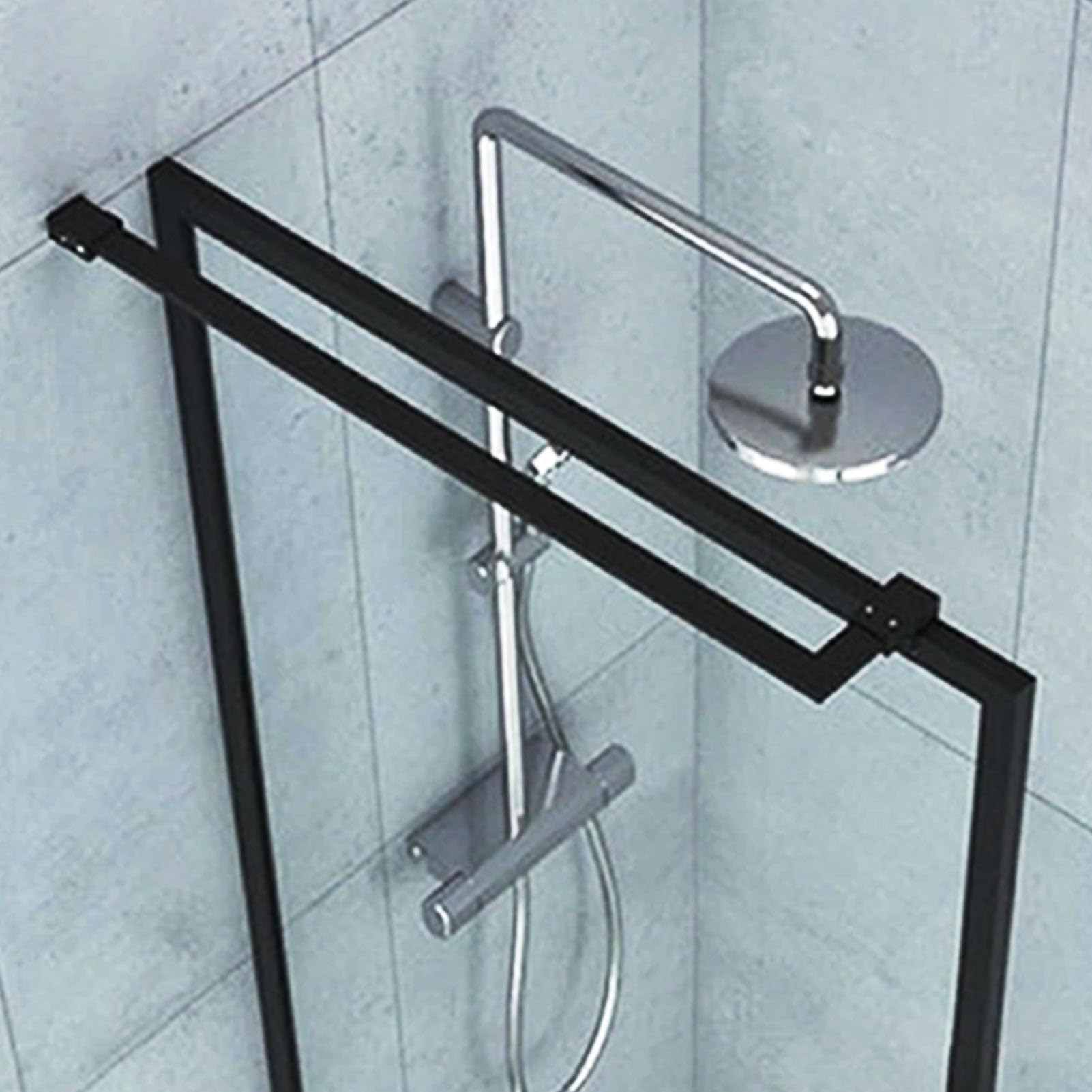 Barra Stabilizzatrice per Box Doccia Barra di Supporto Regolabile per Schermo Doccia, Asta Stabilizzatrice Robusta in Acciaio Inox 304 per Porta Doccia e Pannello Fisso, Nero Opaco(50 cm (19.7"))